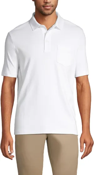 Lands' End Men's Short Sleeve American-Grown Supima Cotton Polo Shirt with Pocket