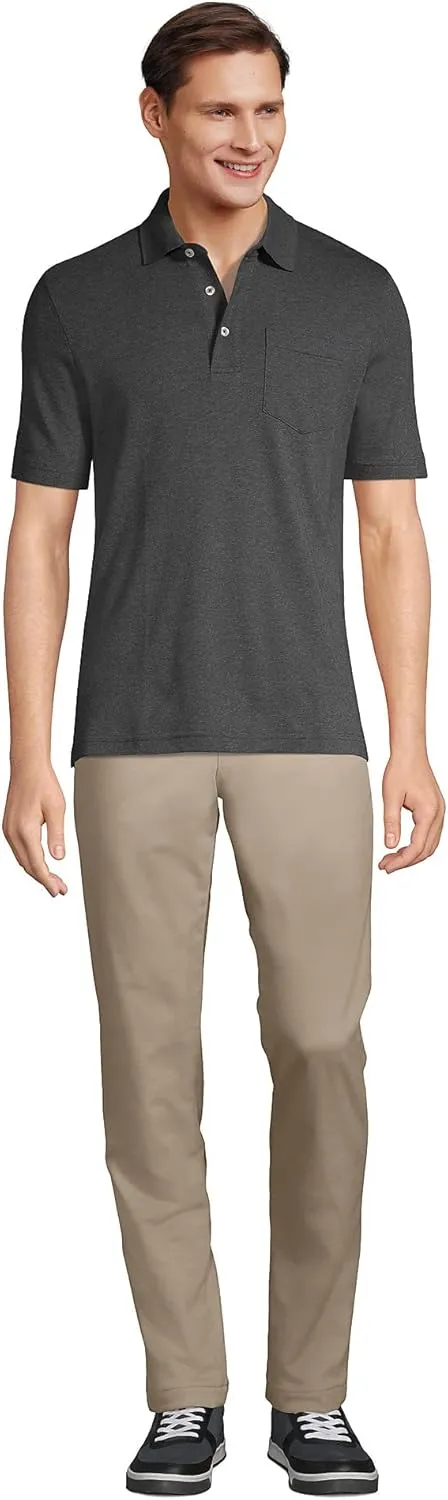 Lands' End Men's Short Sleeve American-Grown Supima Cotton Polo Shirt with Pocket