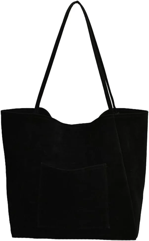 Large Suede Tote Bag for Women Retro Slouchy Shoulder Bag Brown Suede Purse Satchel Bag Work College Handbag Winter