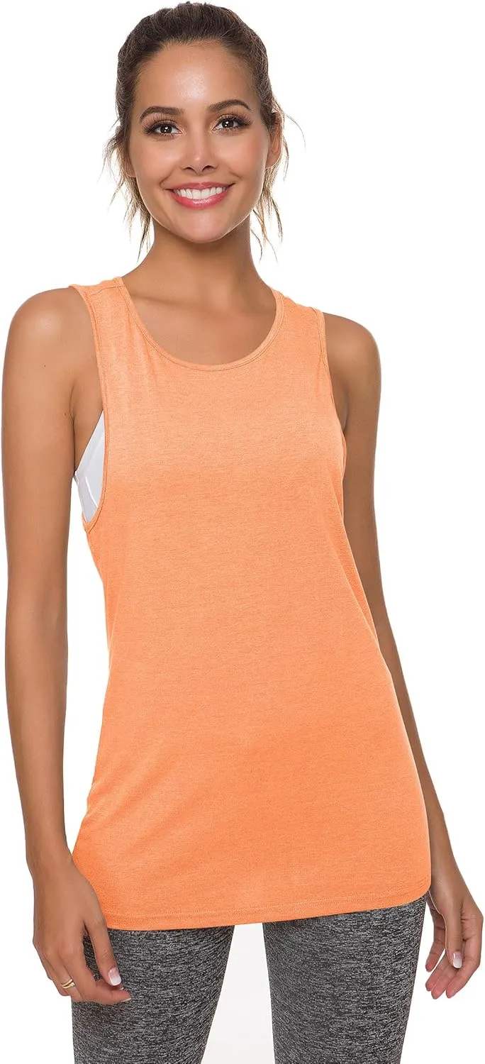 Laughido Womens Open Back Workout Tops Athletic Yoga Vests Backless Sleeveless Tank Tops