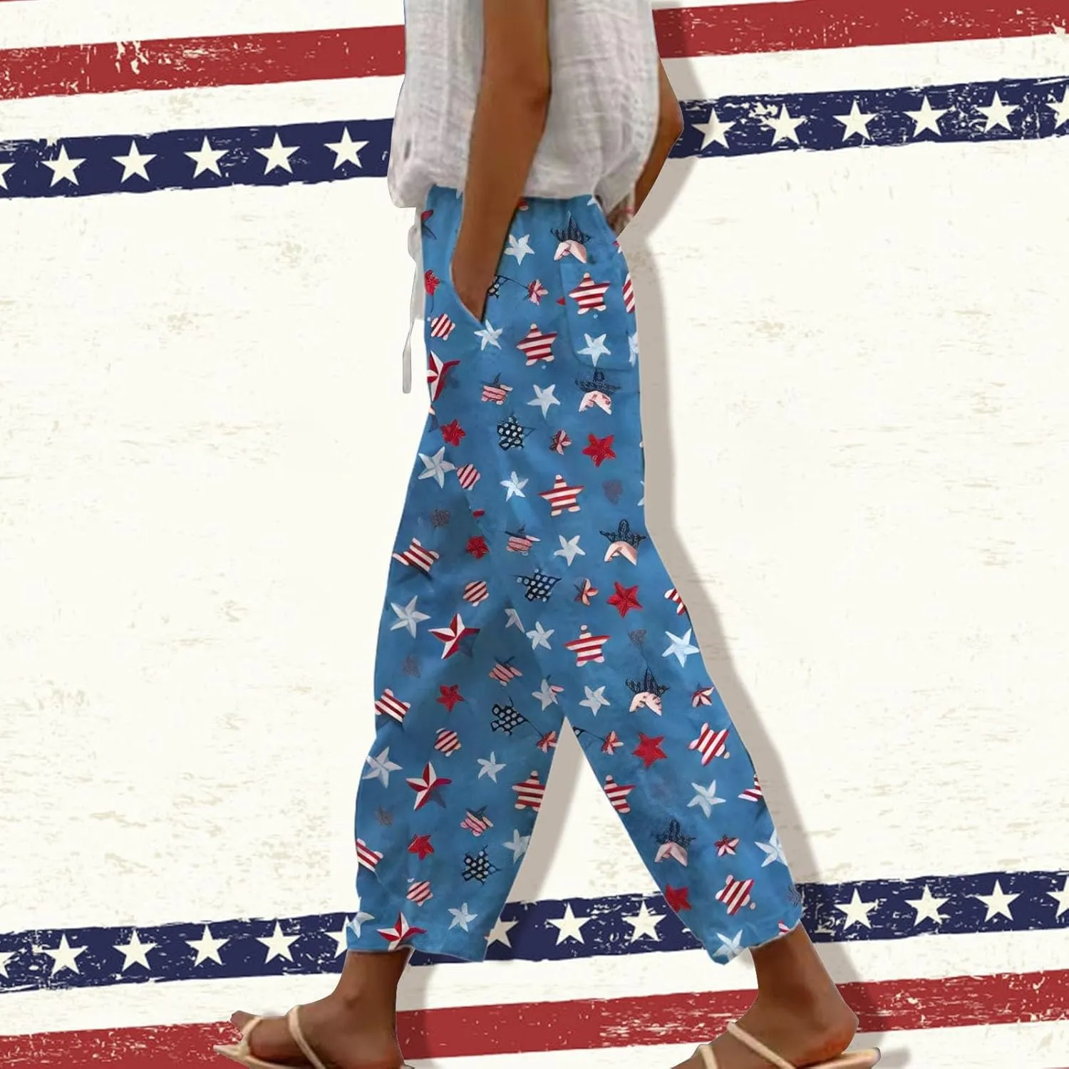LCMTWX Lightweight Pants Women Drawstring Capri Pants with Pockets Wide Leg Cropped Pants for Women Womens Linen Pants Boho