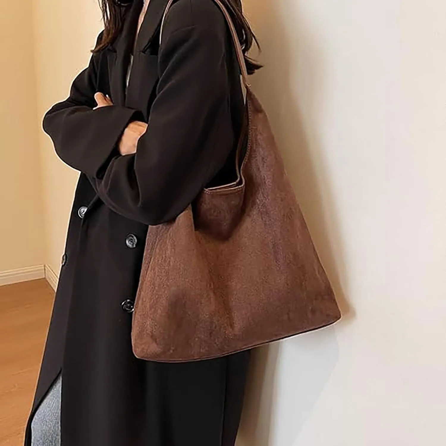 Leather Hobo Bags for Women Suede Purse Slouchy Tote Bag, Brown Leather Purse Suede Hobo Shoulder Bag,Green