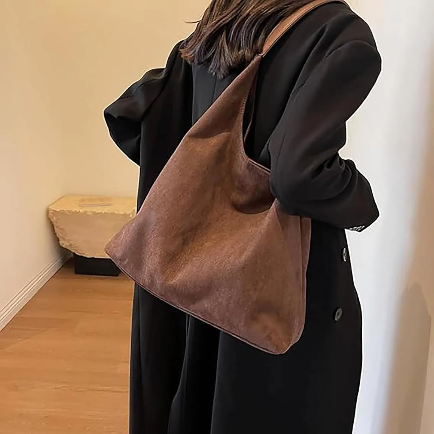Leather Hobo Bags for Women Suede Purse Slouchy Tote Bag, Brown Leather Purse Suede Hobo Shoulder Bag,Green
