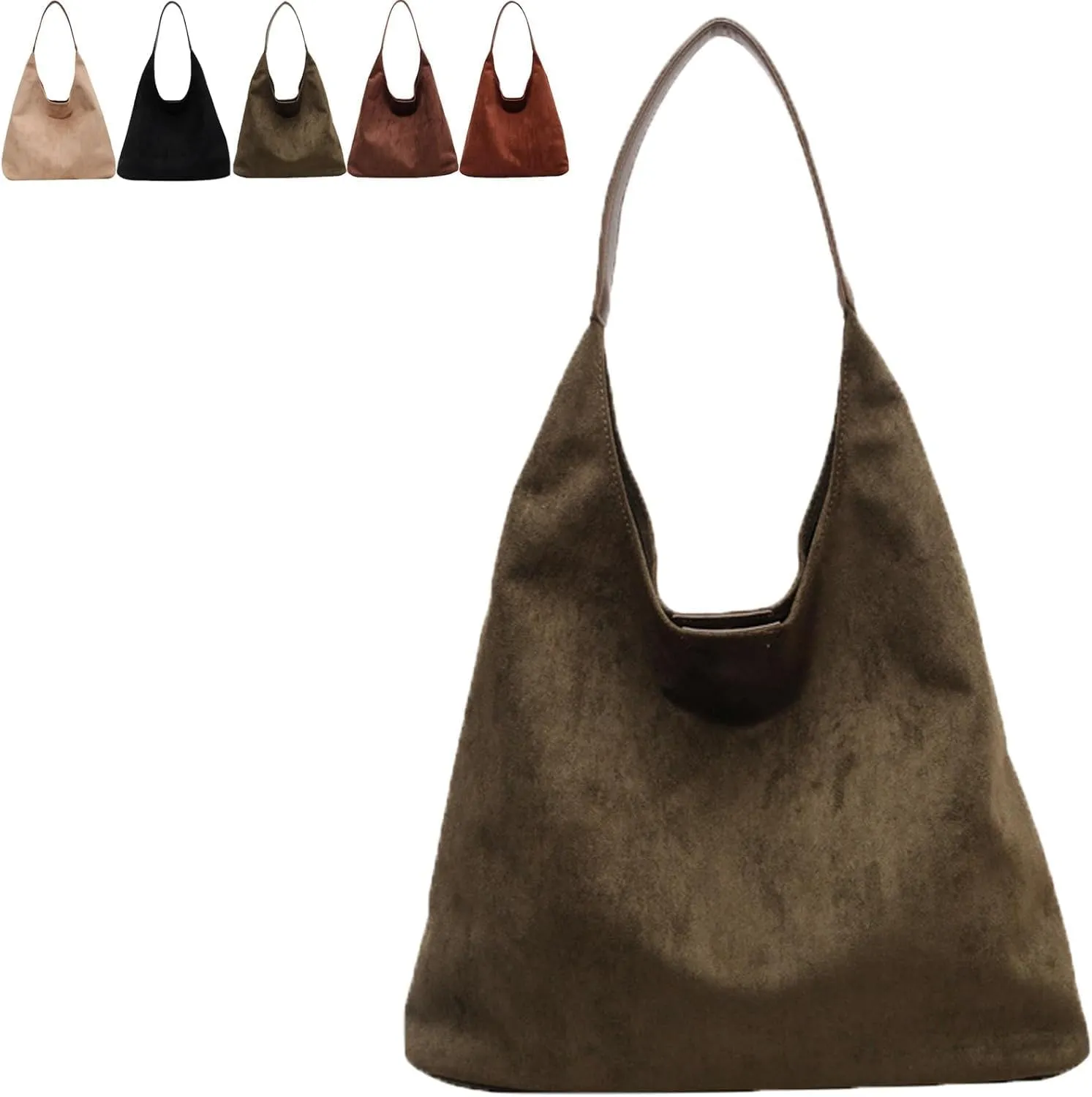 Leather Hobo Bags for Women Suede Purse Slouchy Tote Bag, Brown Leather Purse Suede Hobo Shoulder Bag,Green
