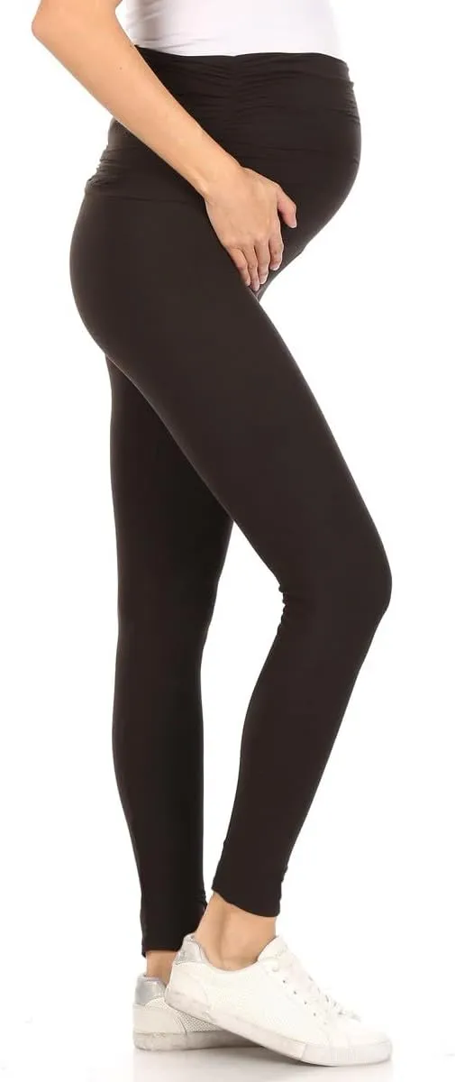 Leggings Depot Women's Maternity Leggings Over The Belly Pregnancy Casual Yoga Tights