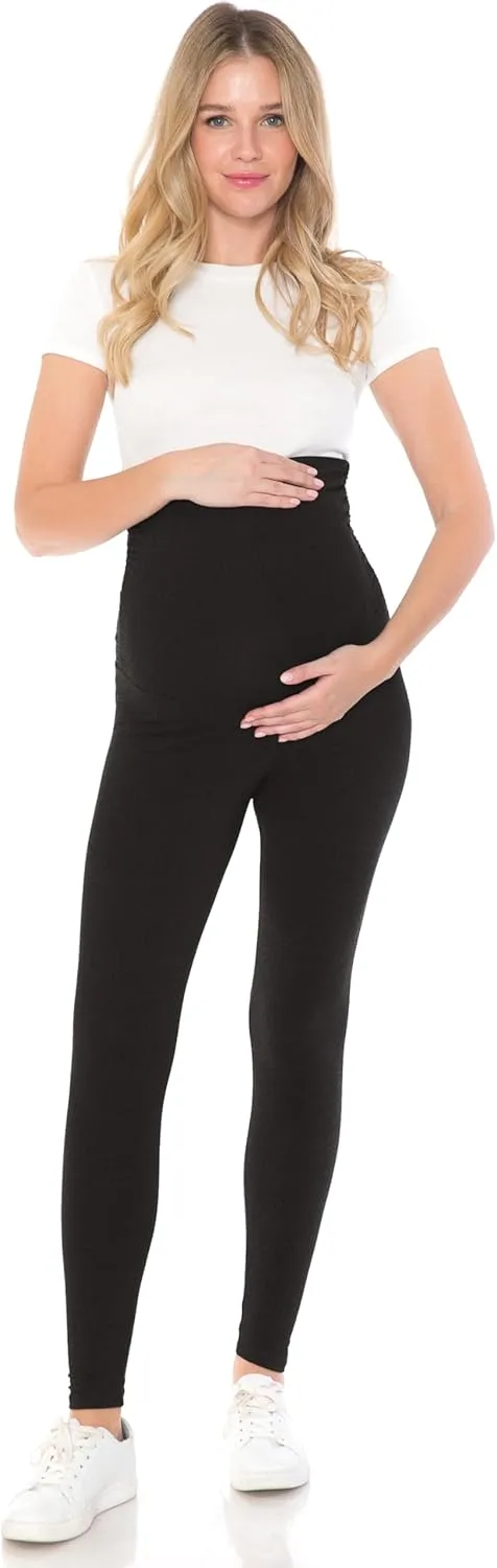 Leggings Depot Women's Maternity Leggings Over The Belly Pregnancy Casual Yoga Tights