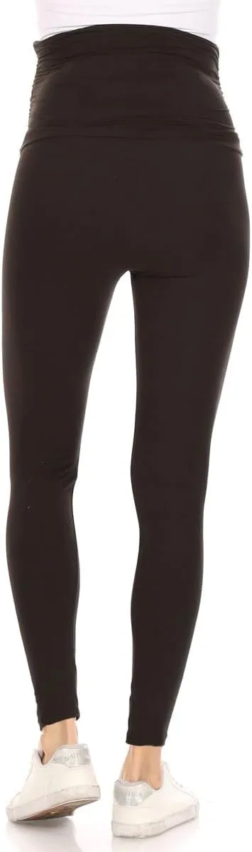 Leggings Depot Women's Maternity Leggings Over The Belly Pregnancy Casual Yoga Tights