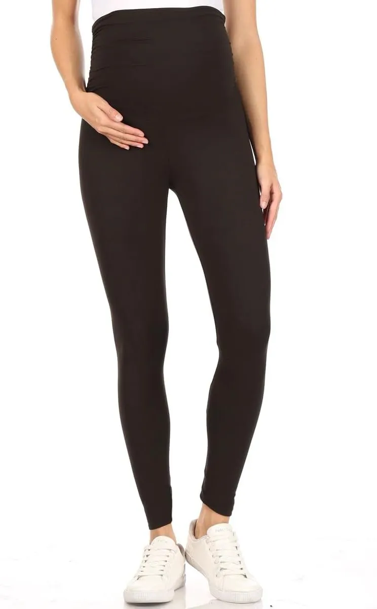 Leggings Depot Women's Maternity Leggings Over The Belly Pregnancy Casual Yoga Tights
