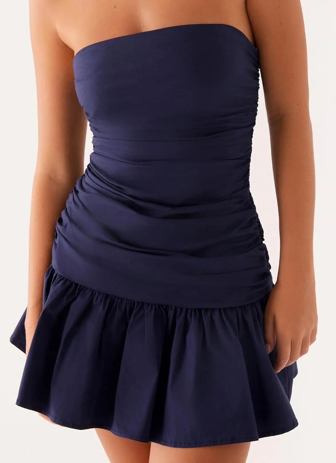LILTWIST Formal Strapless Graduation Mini Dress Bodycon Ruffle Party Tube Dress Elegant Backless Homecoming Dresses for Women