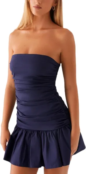 LILTWIST Formal Strapless Graduation Mini Dress Bodycon Ruffle Party Tube Dress Elegant Backless Homecoming Dresses for Women