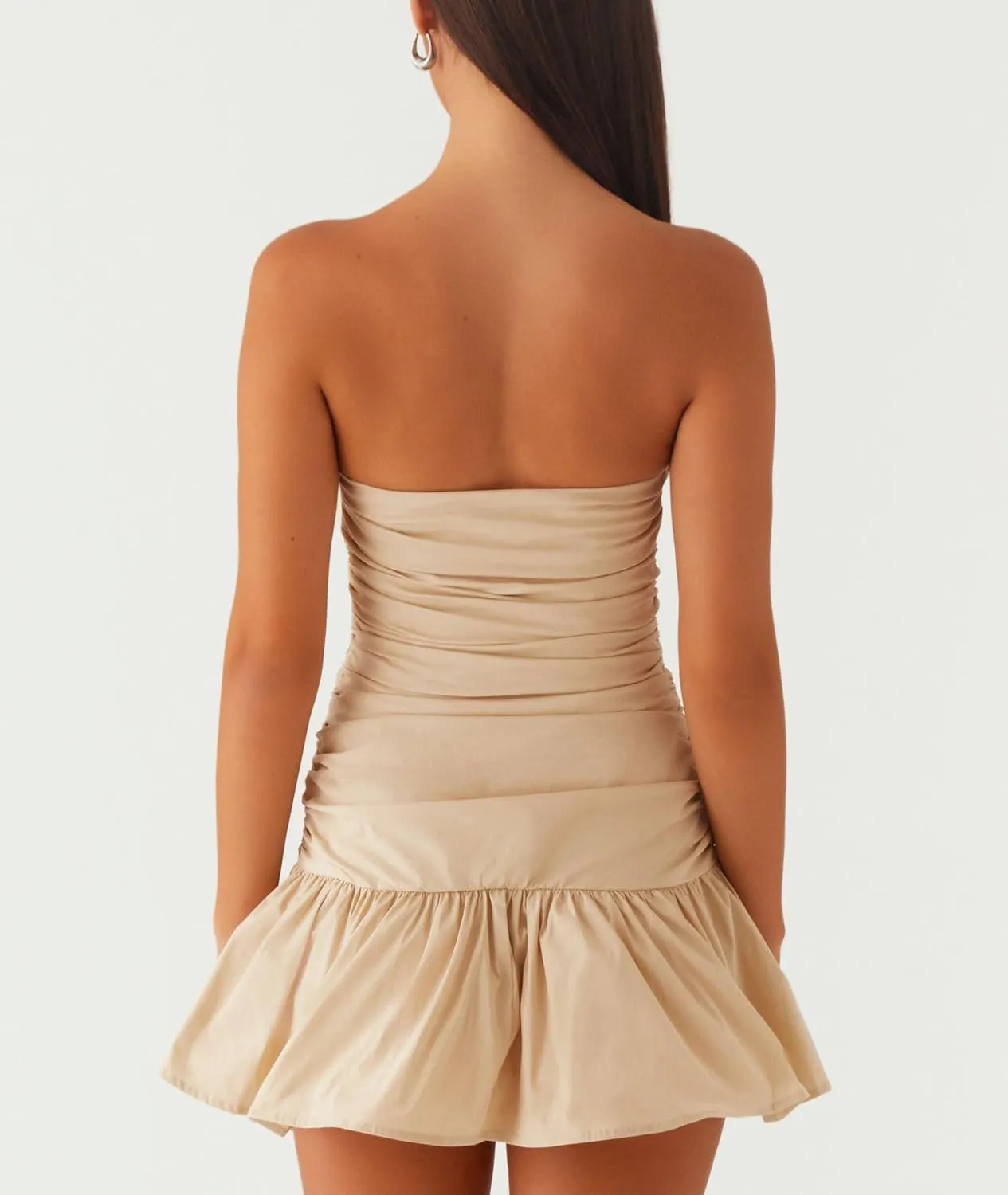 LILTWIST Formal Strapless Graduation Mini Dress Bodycon Ruffle Party Tube Dress Elegant Backless Homecoming Dresses for Women