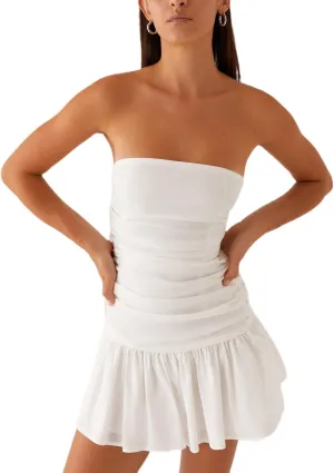 LILTWIST Formal Strapless Graduation Mini Dress Bodycon Ruffle Party Tube Dress Elegant Backless Homecoming Dresses for Women