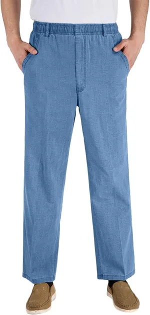 Linen Pants Men Big and Tall Elastic Waist Straight Wide Leg Baggy Trousers Plus Size Lightweight Slim Fit Casual Pants