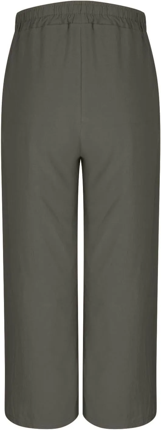 Linen Pants Women Wide Leg High Waist Elastic Pants Casual Summer Beach Comfy Palazzo for Home Workwear Trousers