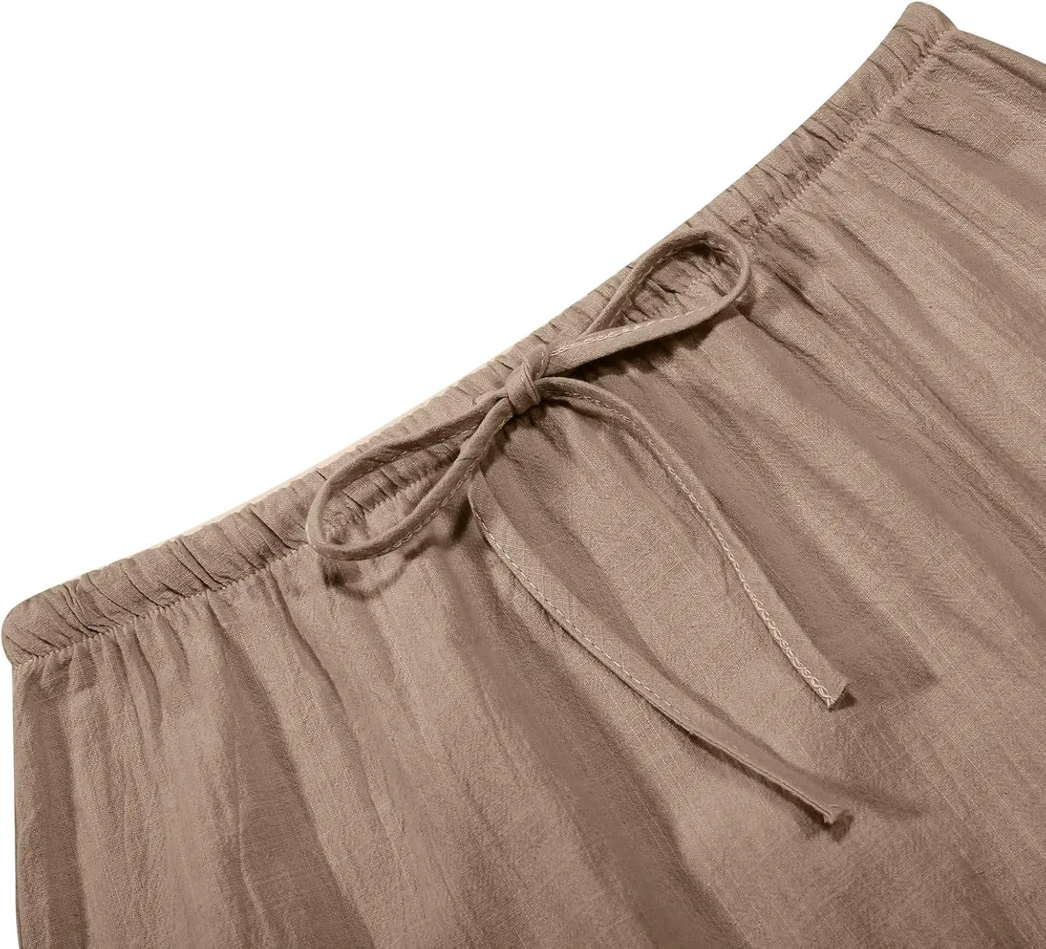 Linen Skirts for Women Summer Drawstring Waist A Line Skirt Cute Vacation Boho Long Flowy Skirts