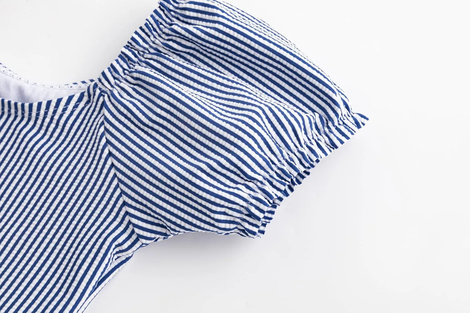 LIZENS Two-Pieces Girls Swimsuit Puff Sleeve Beach Bathing Suit Stripe Bikini Sets