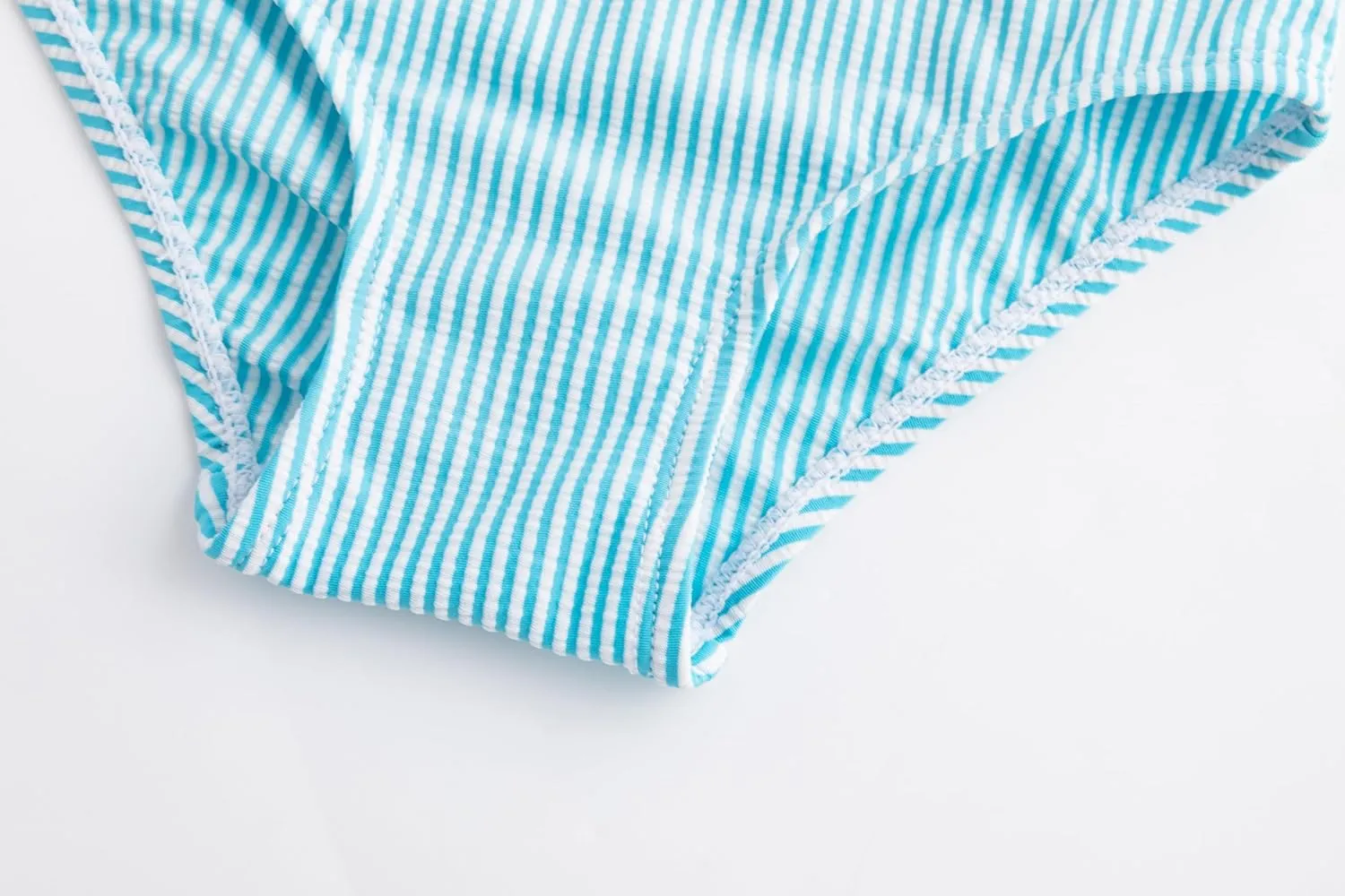 LIZENS Two-Pieces Girls Swimsuit Puff Sleeve Beach Bathing Suit Stripe Bikini Sets