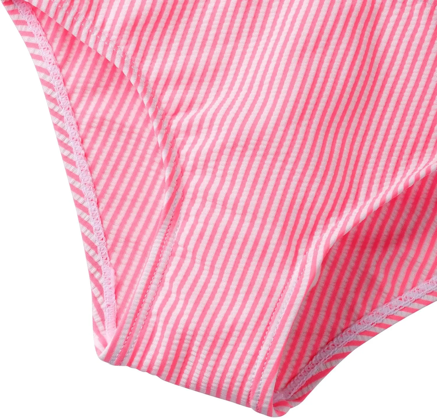 LIZENS Two-Pieces Girls Swimsuit Puff Sleeve Beach Bathing Suit Stripe Bikini Sets