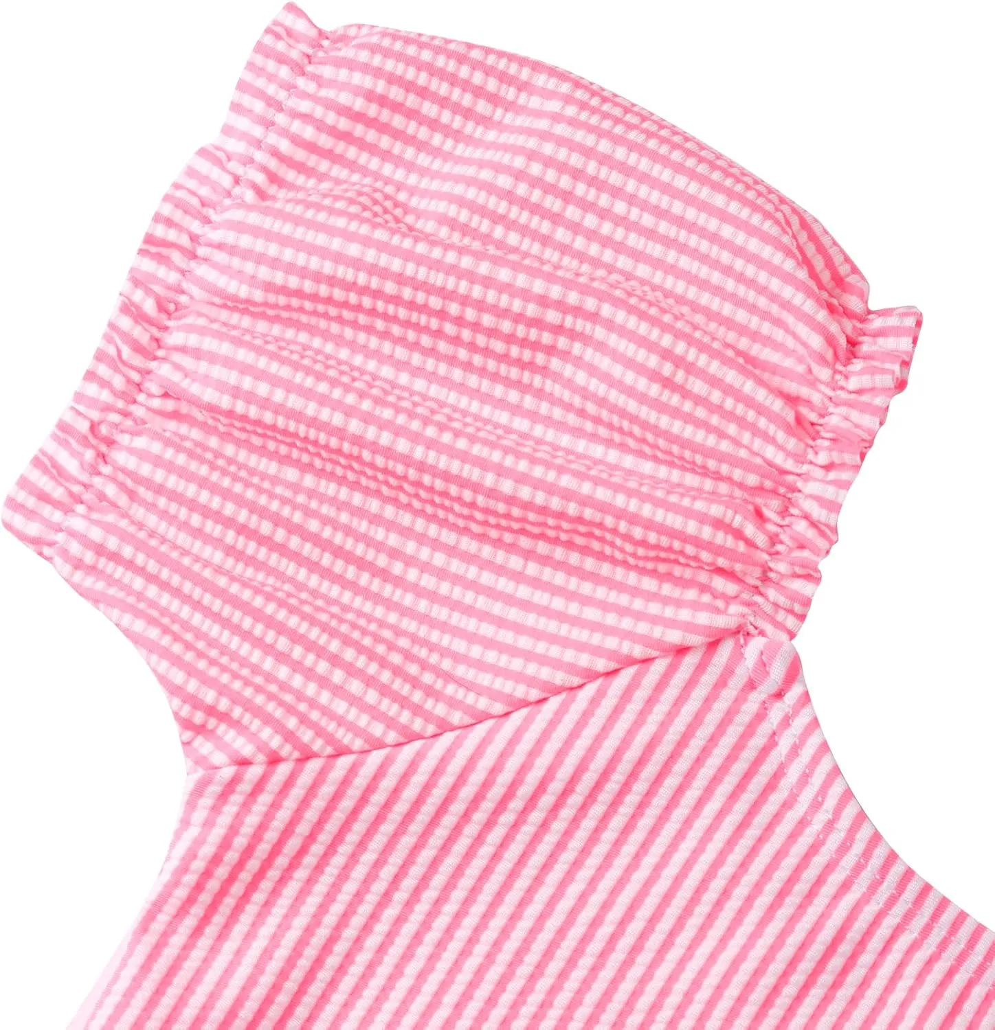 LIZENS Two-Pieces Girls Swimsuit Puff Sleeve Beach Bathing Suit Stripe Bikini Sets