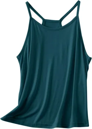 Lmdudan Tank Tops for Women Crewneck Spaghetti Strap Camisole Loose Fit Sleeveless Tees Casual Summer Racerback Shirts