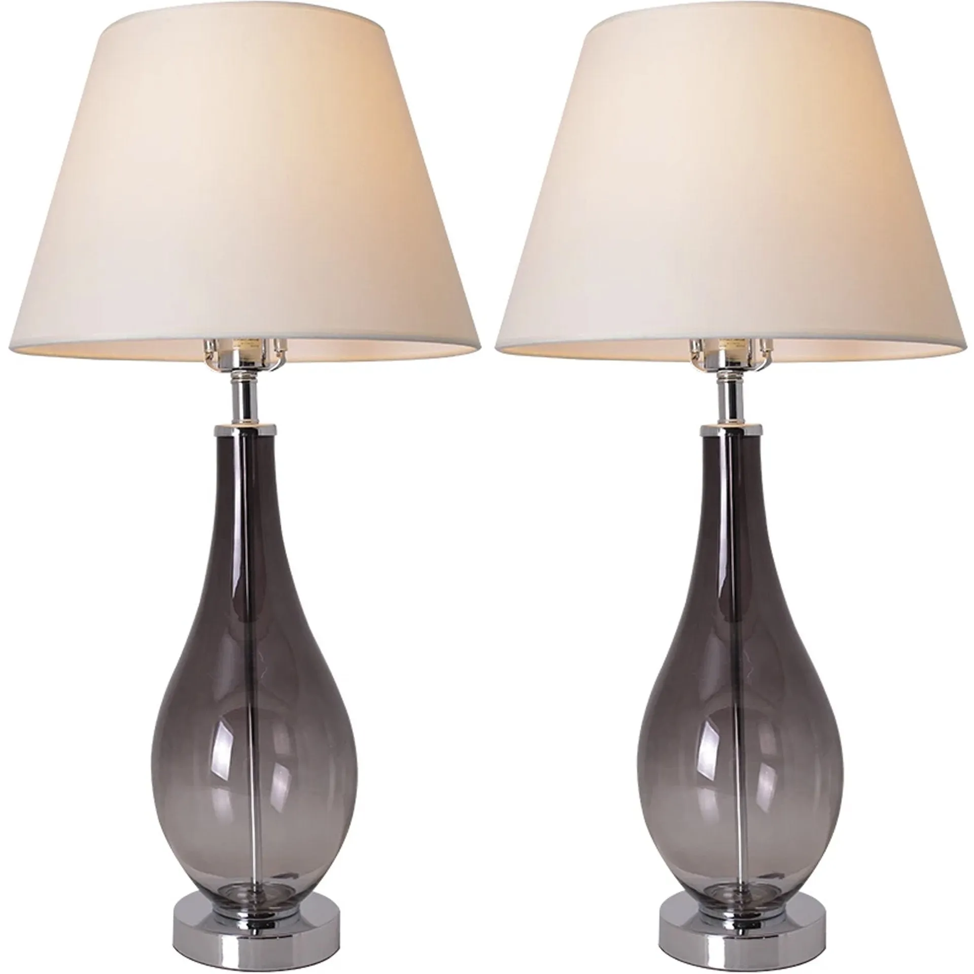Lola Ombre Droplet Glass Table Lamp 28" - Smoke Gray Ombre/Creme (Set of 2)