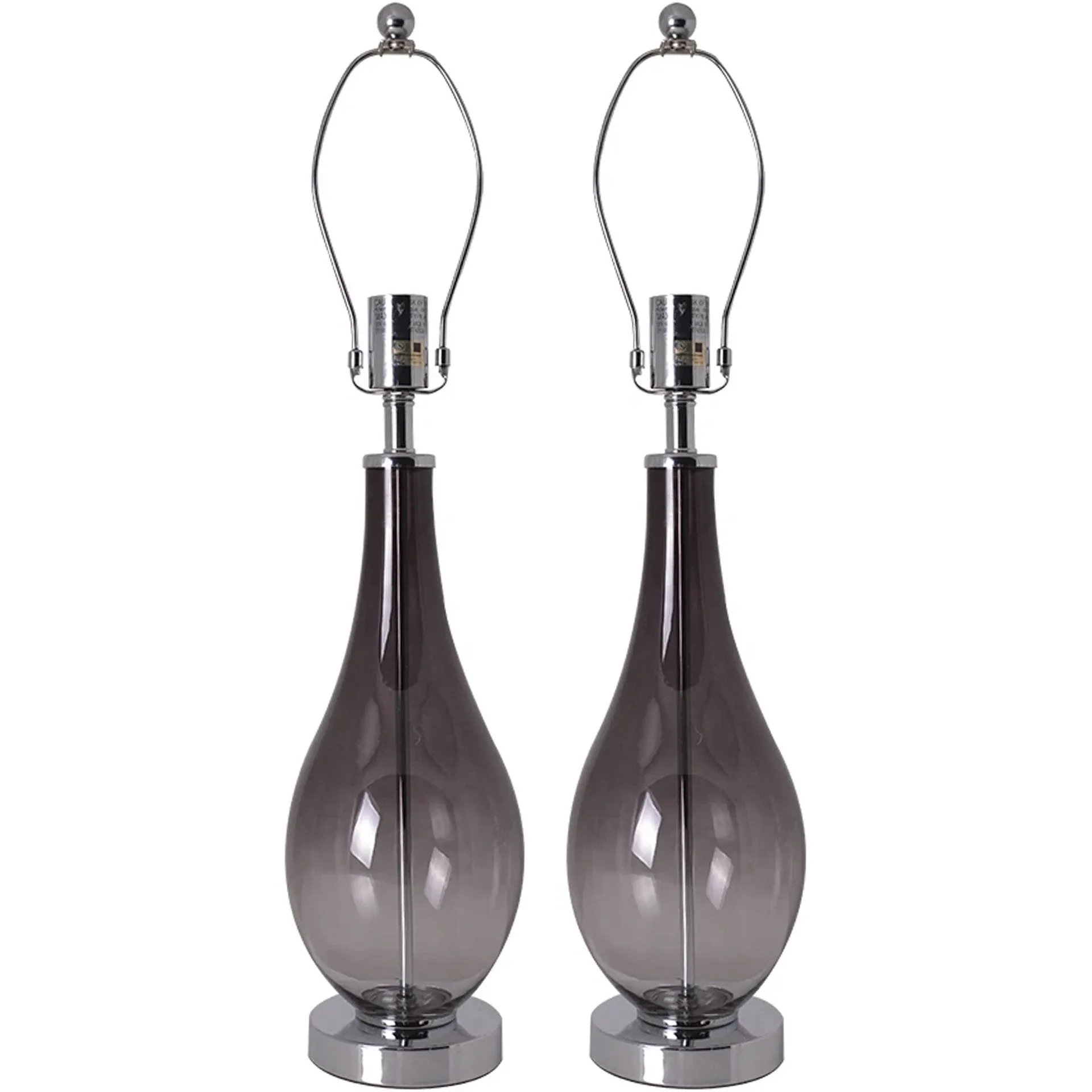 Lola Ombre Droplet Glass Table Lamp 28" - Smoke Gray Ombre/Creme (Set of 2)