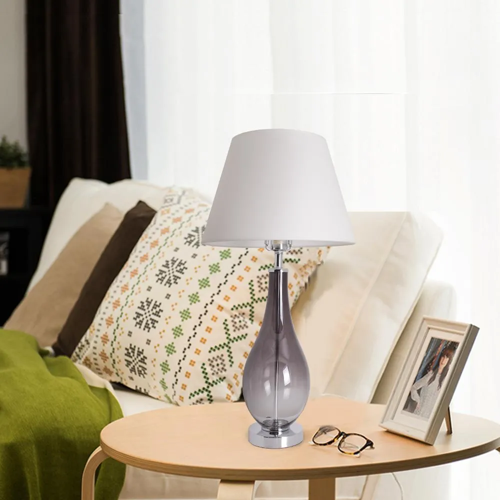 Lola Ombre Droplet Glass Table Lamp 28" - Smoke Gray Ombre/Creme (Set of 2)