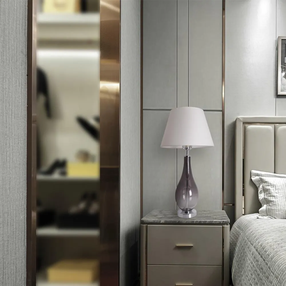 Lola Ombre Droplet Glass Table Lamp 28" - Smoke Gray Ombre/Creme (Set of 2)