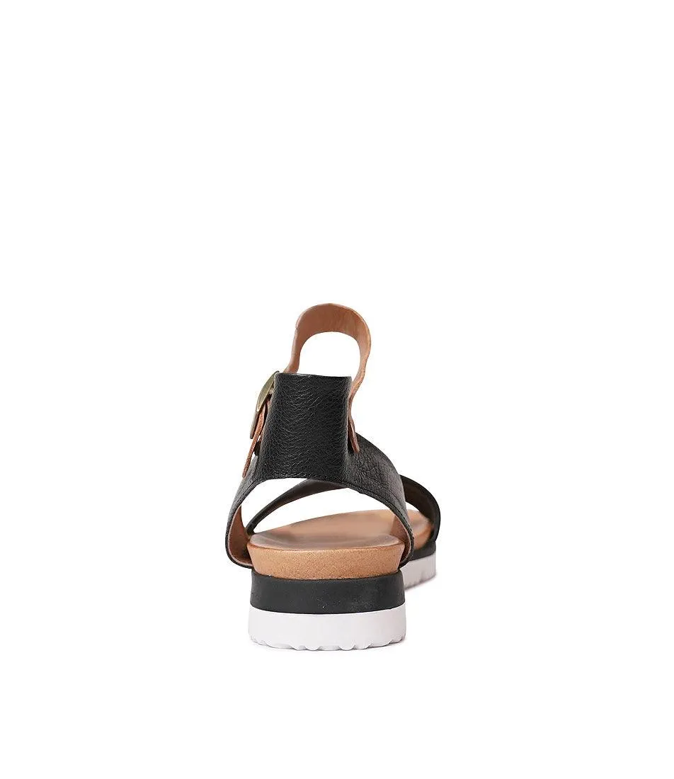 Londona Black/ Dark Tan Leather Sandals
