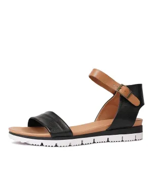 Londona Black/ Dark Tan Leather Sandals
