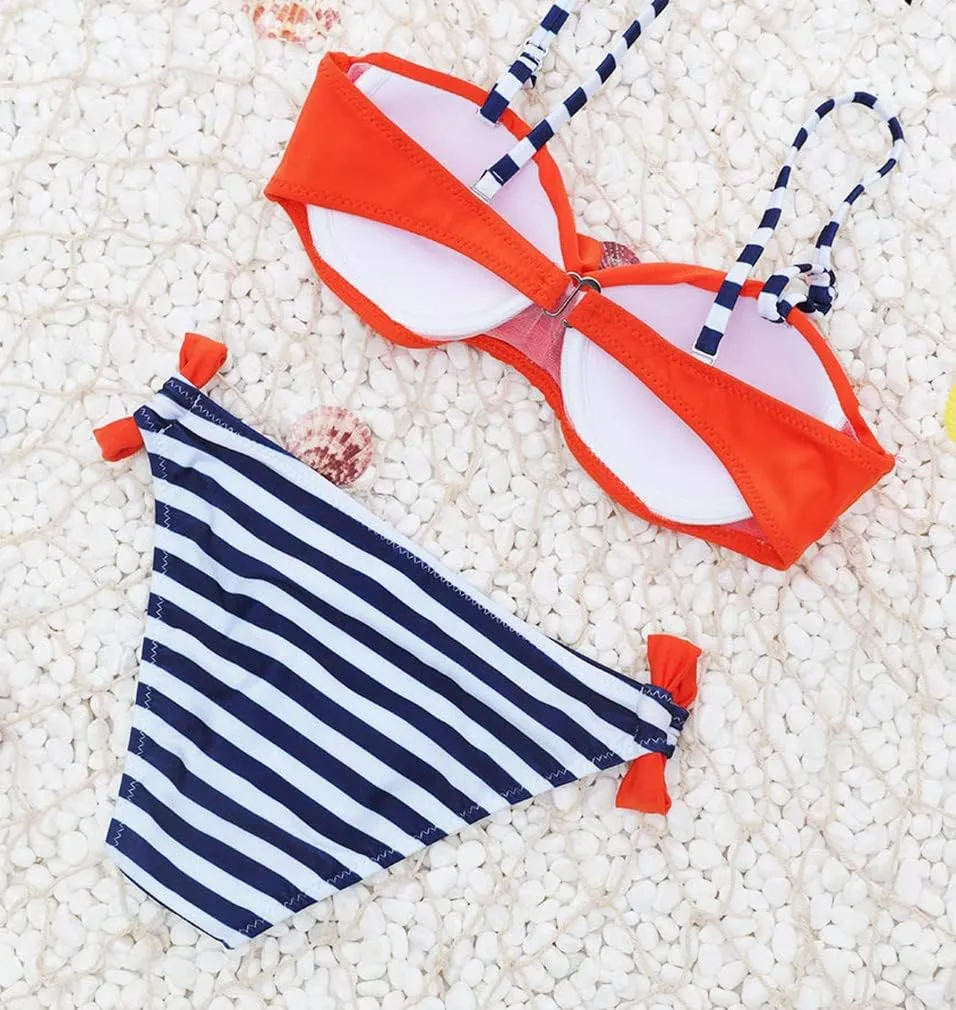 Lukitty Women's Push Up Two Piece Bikinis Swimsuits Padded Bathing Suit Swimwear