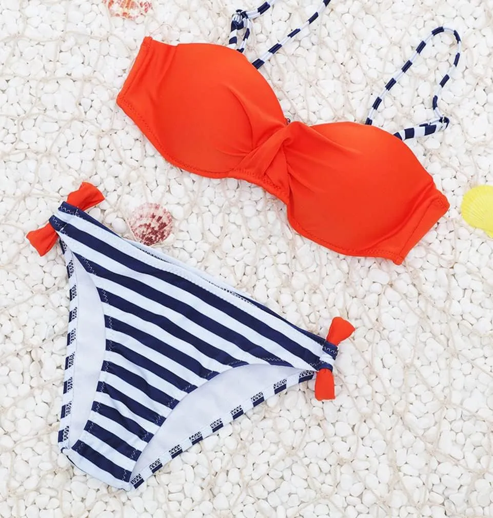 Lukitty Women's Push Up Two Piece Bikinis Swimsuits Padded Bathing Suit Swimwear
