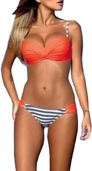 Lukitty Women's Push Up Two Piece Bikinis Swimsuits Padded Bathing Suit Swimwear