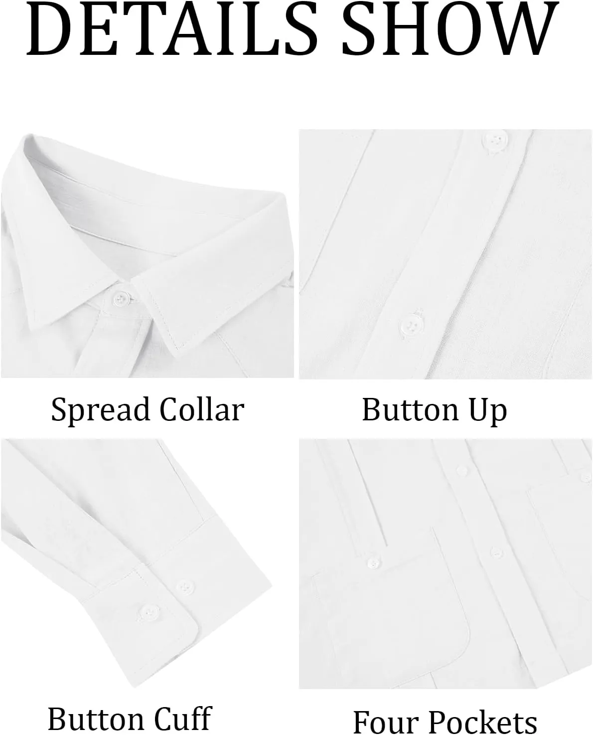 Makkrom Mens Guayabera Linen Shirts Long Sleeve Button Down Cuban Casual Summer Beach Shirt Tops