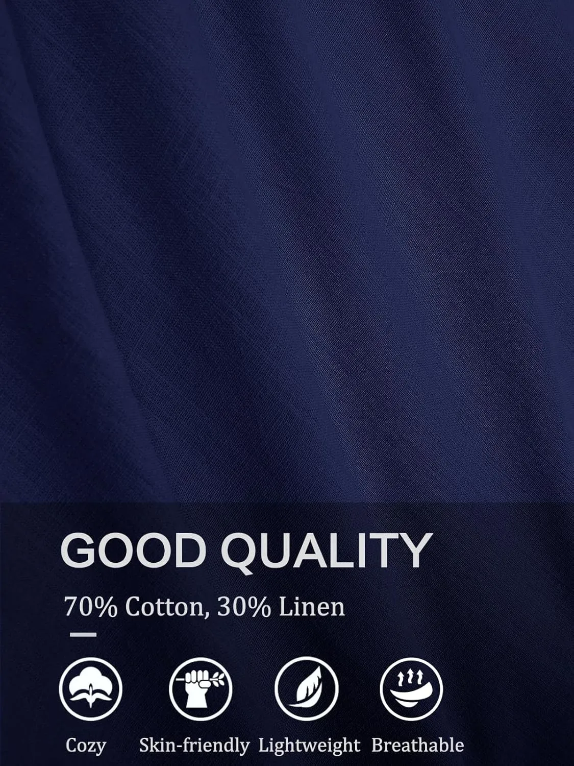 Makkrom Mens Guayabera Linen Shirts Long Sleeve Button Down Cuban Casual Summer Beach Shirt Tops