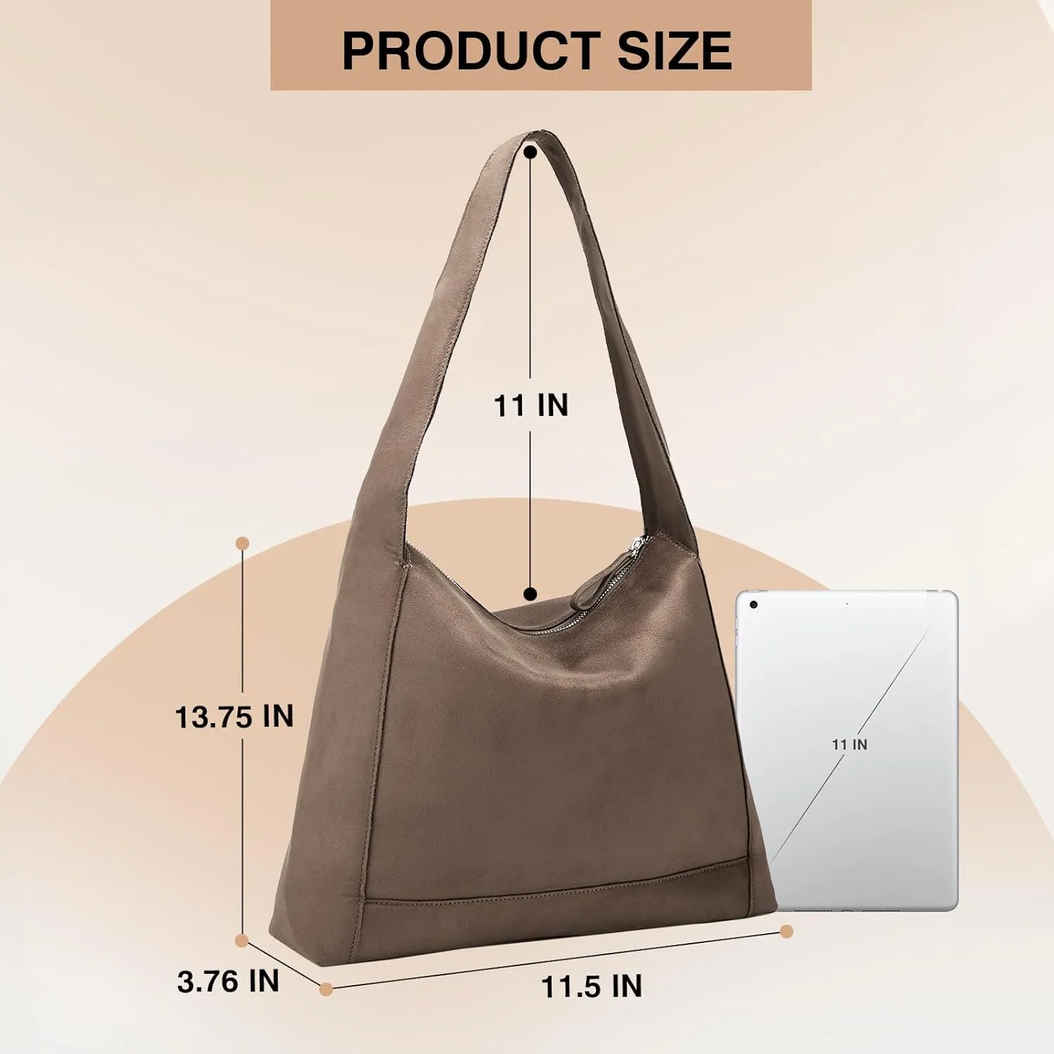 Marvolia Suede Bags for Women Suede Purse Slouchy Suede Tote Bag Work Large Capacity Shoulder Bag Hobo Purse