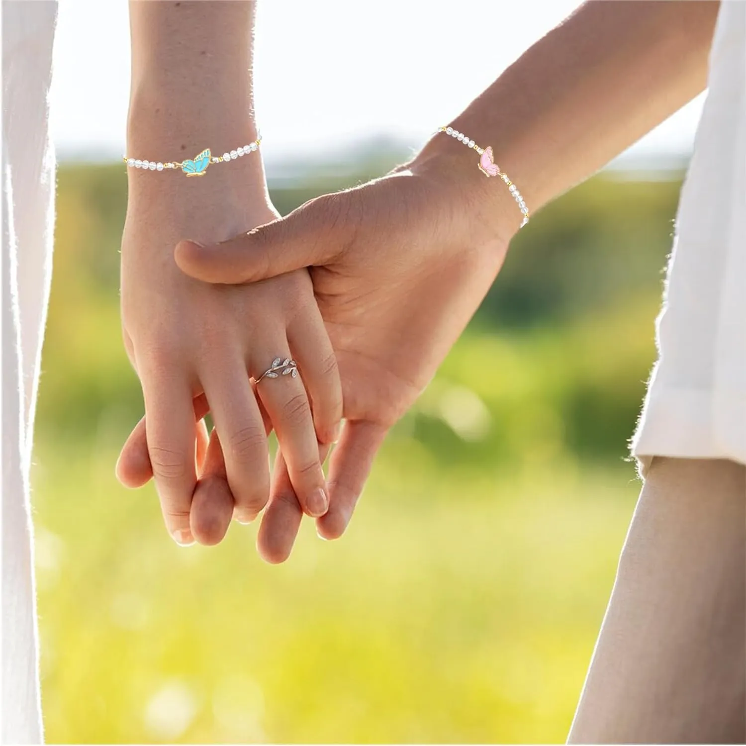 Matching Friendship Bracelets Best Friend Bracelets for 2 Butterfly Bff Bracelets Handmade Strand Relationship Bracelets Set for Women Jewelry Gifts