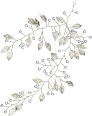 Matching Items for Couples Beaded Headdress Hair Bridal Alloy Golden Accessories Wedding Women Leaf Head Chain Bangle Bracelet for Women (Gold, One Size)