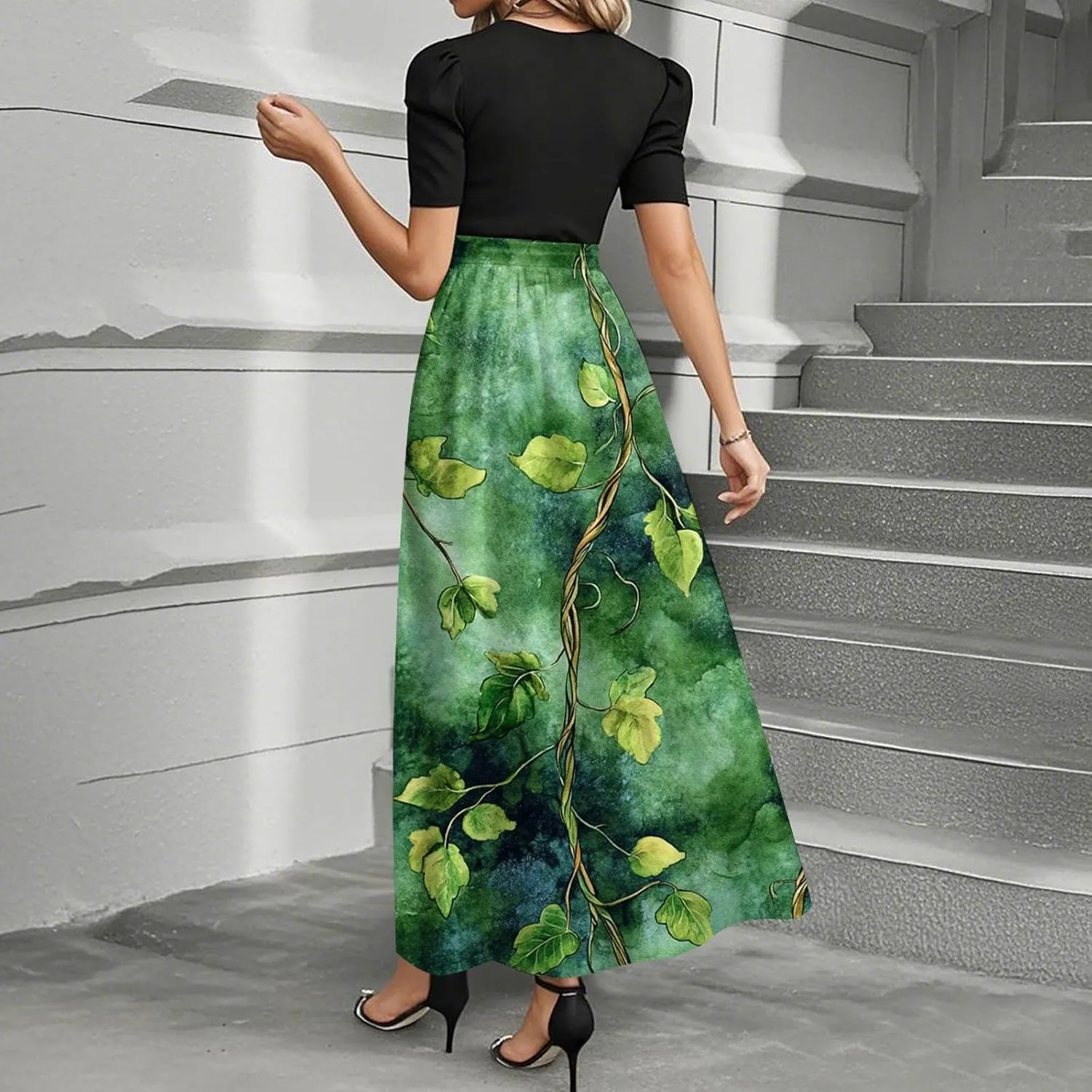 Maxi Flower Print 2025 Womens Dresses, Beach Spring Womens Jumpsuit Elegant Bow High Waisted Romper