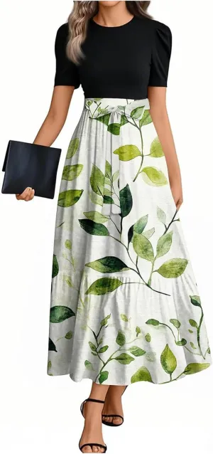 Maxi Flower Print 2025 Womens Dresses, Beach Spring Womens Jumpsuit Elegant Bow High Waisted Romper
