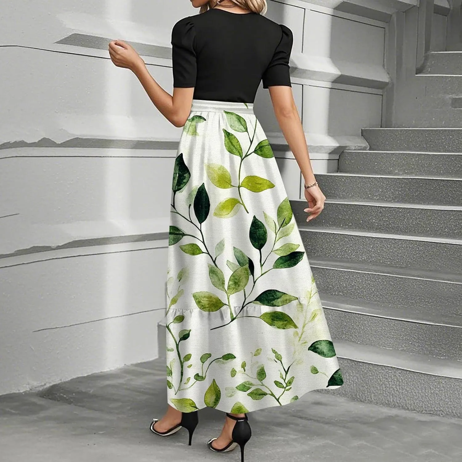 Maxi Flower Print 2025 Womens Dresses, Beach Spring Womens Jumpsuit Elegant Bow High Waisted Romper