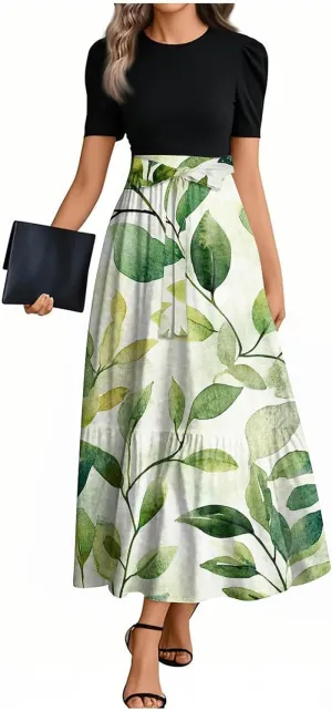 Maxi Flower Print 2025 Womens Dresses, Beach Spring Womens Jumpsuit Elegant Bow High Waisted Romper