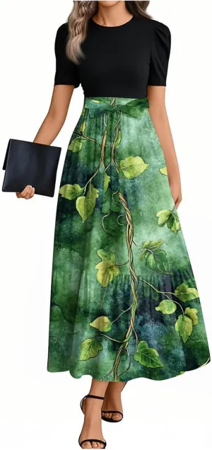 Maxi Flower Print 2025 Womens Dresses, Beach Spring Womens Jumpsuit Elegant Bow High Waisted Romper