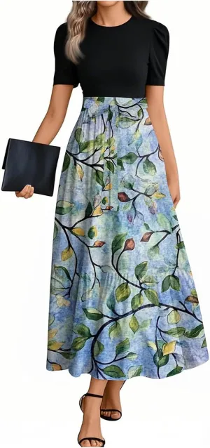 Maxi Flower Print 2025 Womens Dresses, Beach Spring Womens Jumpsuit Elegant Bow High Waisted Romper