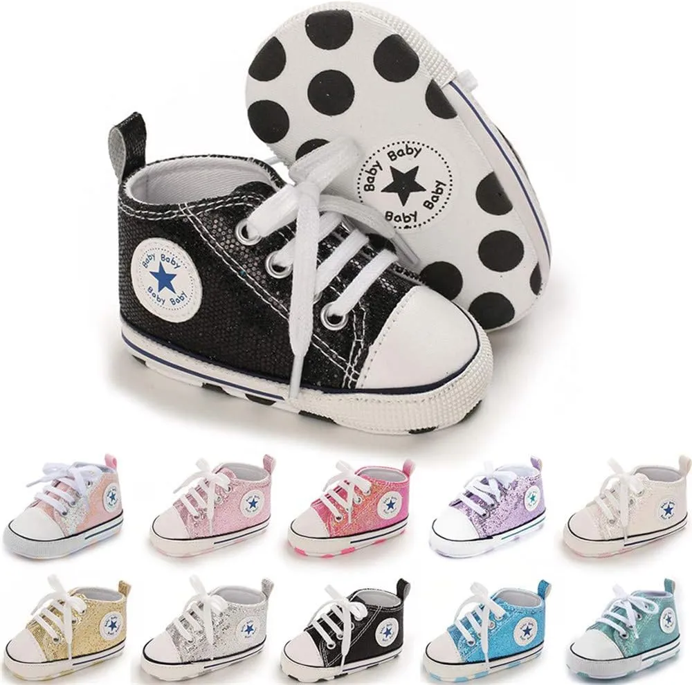 Meckior Infant Baby Boys Girls Canvas Sneaker Soft Sole First Walkers Trainers Lace Up Casual Toddler Shoes