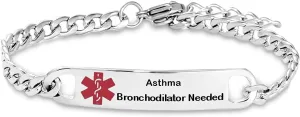 Medical Alert Seizure Addison Diabete Bracelets for Women Mens Emergency Health First Aid Bracelets for Family Adjustable Stainless Steel Jewelry