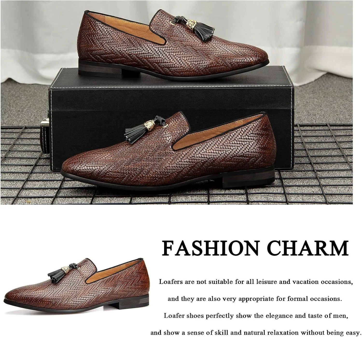 Meijiana Mens Loafers Wedding Dress Shoes Slip-On Loafers for Men Tuxedo Suit Shoes