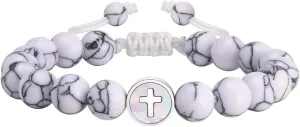 Men Stainless Steel Bracelets, Men's Bracelets Cross Medal Bead Bracelet Bohemian Bracelets with Agate