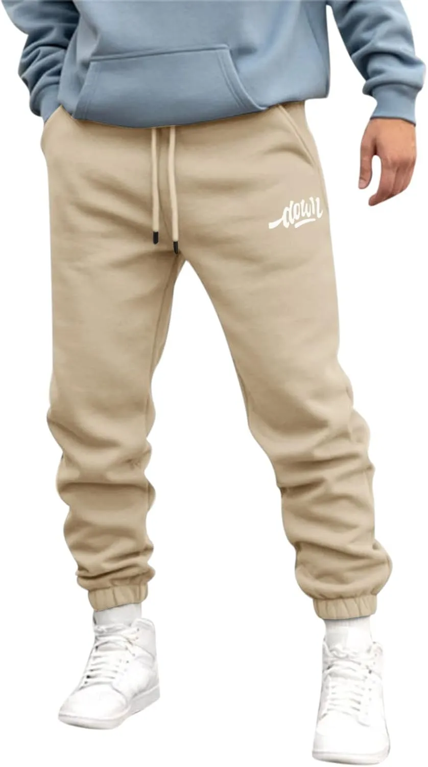Mens Autumn and Winter High Street Fashion Leisure Loose Sports Running Solid Color Lace Up Pants Sweater Sport