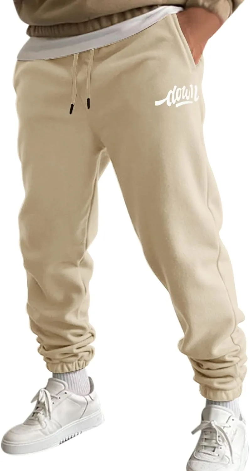 Mens Autumn and Winter High Street Fashion Leisure Loose Sports Running Solid Color Lace Up Pants Sweater Sport